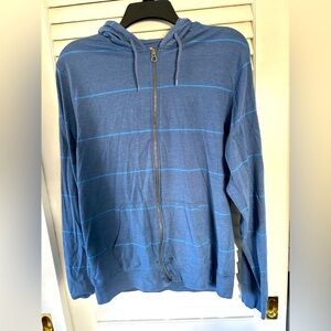 Old Navy Full Zip Men's Hoodie Size M Drawstring Hood Front Pocket blue stripe